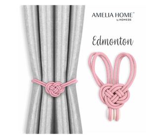 Set 2 accesorii prindere pentru draperii si perdele stil glamour cu magnet, Edmonton, Amelia Home, 60 cm, Roz pudra