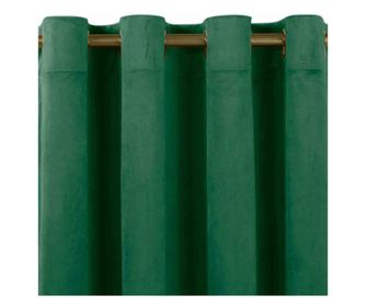 Draperie catifea cu inele aurii, Vila, 210 g/mp, Homede, 135x245 cm, Verde Vila 135x245  cm