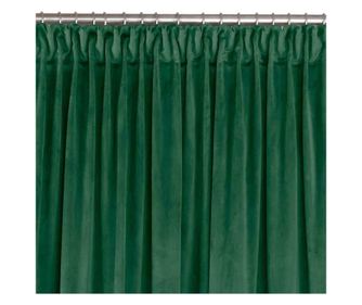 Méhsejt redős bársonyfüggöny, 5 cm, Vila, 210 g/nm, Homede, 135x270 cm, Vila zöld 135x270 cm