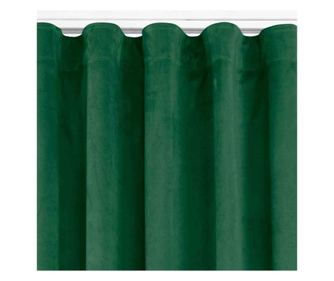 Bársony függöny rojttal és 7 cm-es karnishoz való fülekkel, Vila, 210 g/nm, Homede, 530x270 cm, Zöld