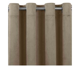 Bársony függöny ezüst karikákkal, Vila, 210 g/nm, Homede, 400x270 cm, Bézs