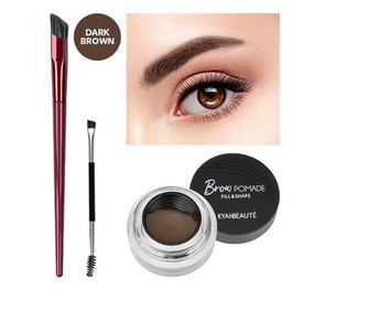 Set za ličenje obrvi, Kyahbeaute, 2 čopiča za nanos, pomada za obrvi, 02 temno rjava