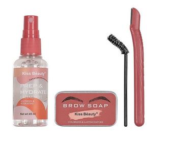 Set za obraz in obrvi, Kiss Beauty, obrazni sprej, milo za obrvi, krtača, trimer