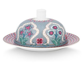 Porcelánzsír Virágfesztivál 17x8cm kék
