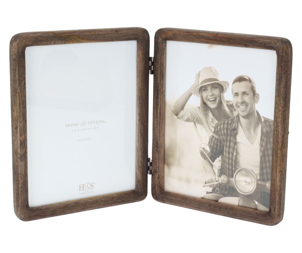 Rama foto dubla, lemn mango, 38x24 cm