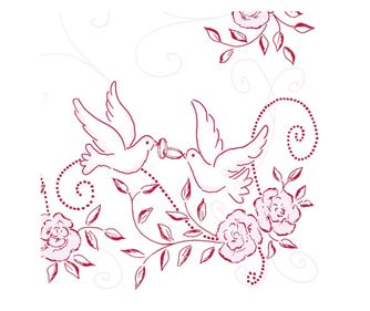 Празнични салфетки за маса Linclass Wedding - Сватба (Pink-Bordo) / 40 х 40 см / 50 бр.