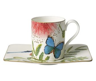 Чаша с чинийка за кафе Villeroy & Boch Amazonia, Бял, Костен Порцелан