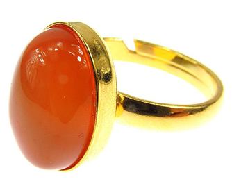 Inel argint reglabil placat cu aur cu carneol 14x10 MM