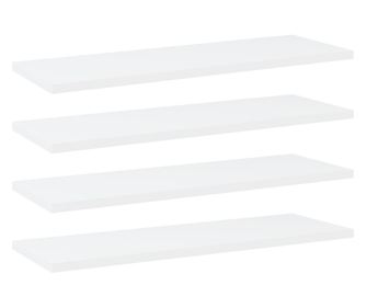 Polcrendszer, 4 db, fehér, 60 x 20 x 1,5 cm, laminált faforgácslap