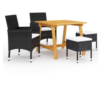 Set mobilier de grădină, 5 piese, negru