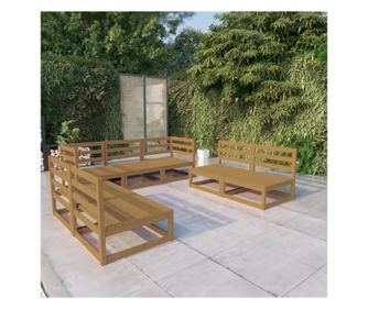 Set vrtne garniture, 7 komada, boja meda, masivno drvo bora