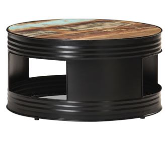 Stolić za kavu, crni, 68 x 68 x 36 cm, reciklirano masivno drvo