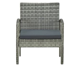 Scaun de grădină cu pernă, gri, poliratan