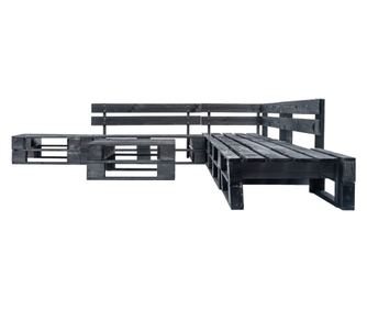 Set mobilier de grădină din paleți, 6 piese, negru, lemn