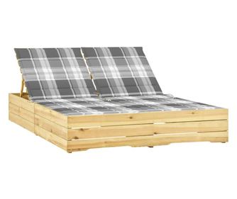 Șezlong dublu cu perne, lemn de pin tratat