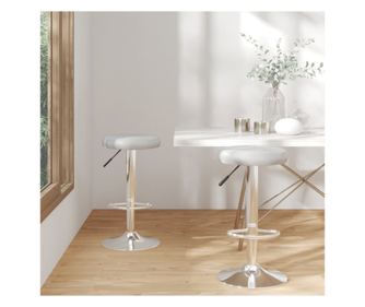 Bar stolčki, 2 kosi, sivi, ekološka usnja