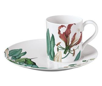 Чаша с чинийка за кафе Villeroy & Boch Avarua, Бял, Порцелан, 0.21 Л