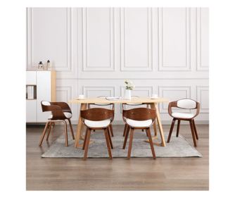 Kuhinjski stoli, 6 kosov, oblikovan les in ekološka usnja