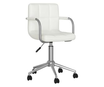 Okretni kuhinjski stolac, bijel, ekološka koža