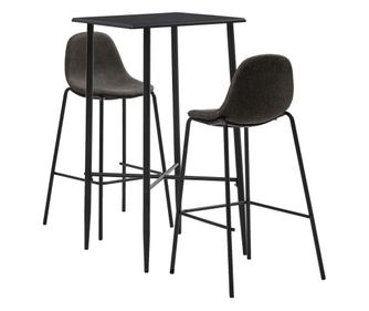 Set za bar, 3 dijela, tamno siva, tekstilni materijal