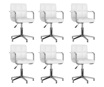 Okretna kuhinjska stolica, 6 kom., bijela, ekološka koža