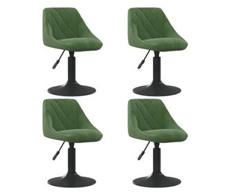 Scaune de masă pivotante, 4 buc., verde închis, catifea