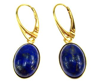 Cercei argint placati cu aur cu lapis lazuli 14x10 MM