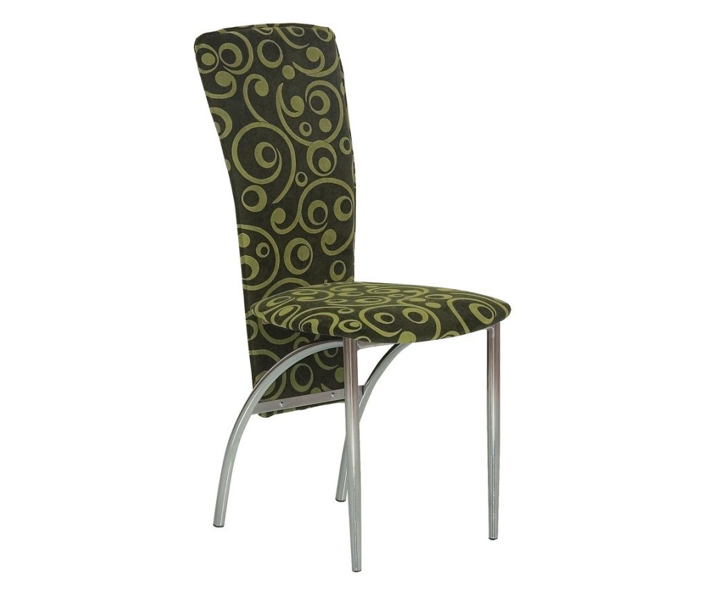 Καρέκλα Κουζίνας Nora Chrome, Πράσινο Ύφασμα