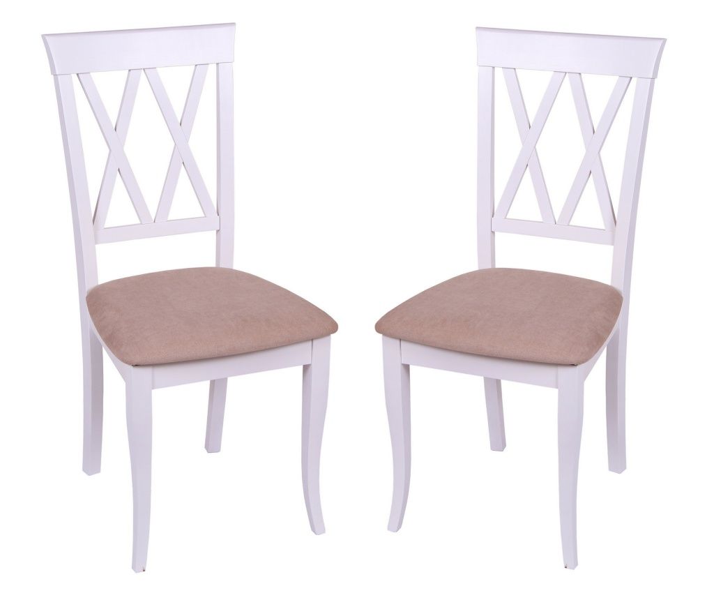 Set od 2 stolice Milano, drvo, bijela/maglovito bež