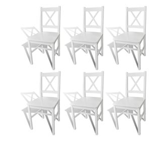 Kuhinjski stoli, 6 kosov, bela, borovo les