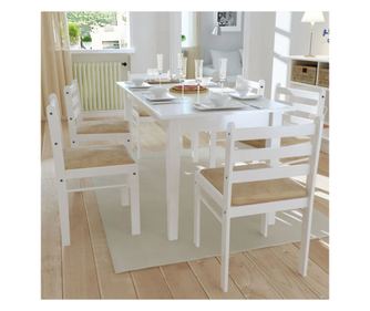 Kuhinjske stolice, 6 kom., bijele, masivno drvo i baršun