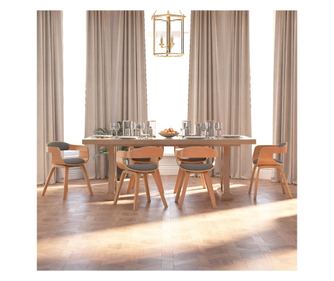 Kuhinjski stol, 6 kosov, svetlo siva, ukrivljen les in tkanina