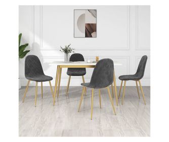 Kuhinjska stoli, 4 kosi, temno siva, žamet