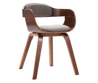 Kuhinjski stol, sivo taupe, ukrivljeno leseno in tkanina