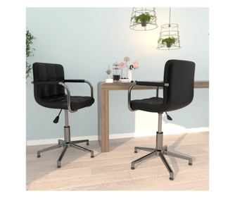 Kuhinjska vrtljiva stola, 2 kosa, črna, umetno usnje