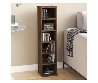 Ντουλάπι CD, Καπνιστή Δρυς, 21x20x88 εκ., Επεξεργασμένο Ξύλο