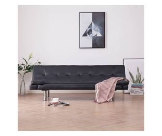 Kauč na razvlačenje s dva jastuka, smeđi, eko koža