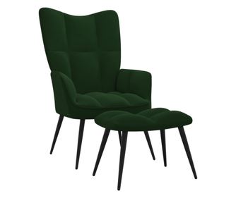 Naslanjač z oporo za noge, temno zelen, žamet