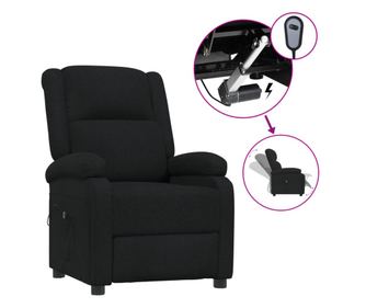 Zložljiv fotelj s dvigom, črn, tekstilni material