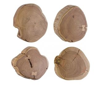 Sada 4 nástěnných dekorací Eneas z přírodního dřeva 35x35x5 cm