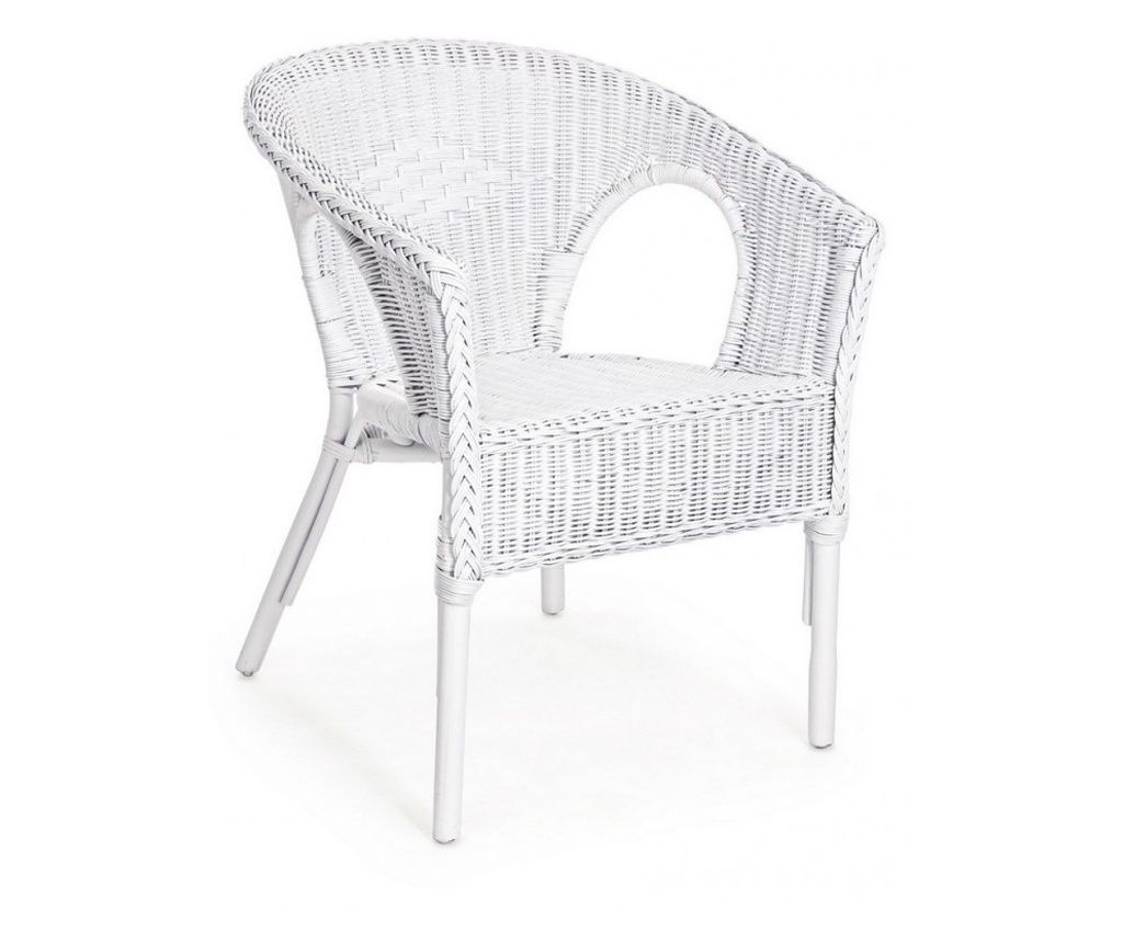 4 db-os Alliss fehér rattan karosszék szett, 58x61x74 cm