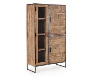 Скрин с витрина кафяво дърво Elmer 90x40x160 см