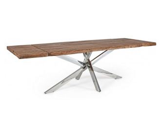 Arkansas Bővíthető Barna Fa Acél Asztal 260x90x77 cm