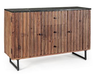 Komoda rjavi les Norfolk črni marmor 120x38x85 cm