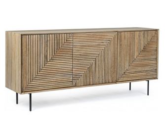Скрин от кафяво мангово дърво 3 врати Darsey 184x45x83.4 см