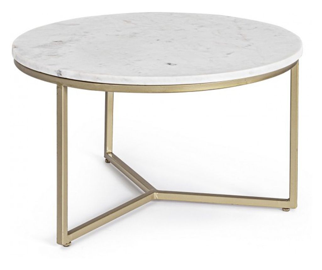 Phoenix White Marble Coffee Table with Gold Steel Frame 57.5x35 cm