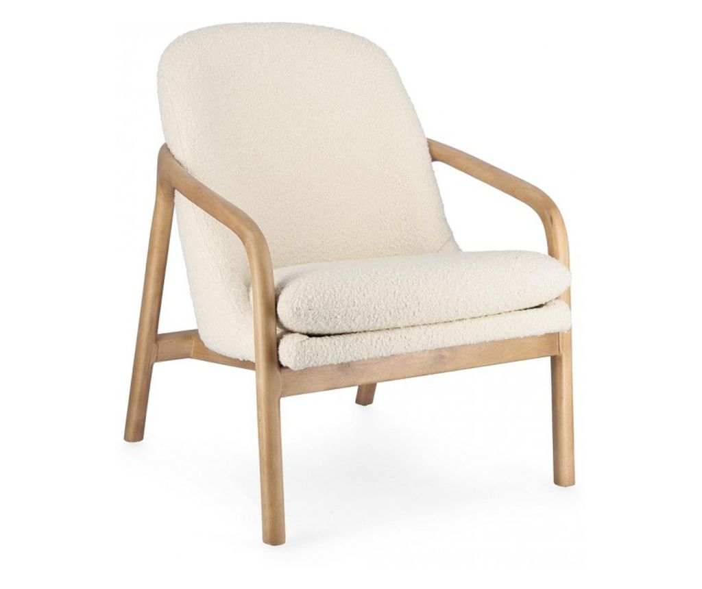 Elaide természetes fa és krémszínű szövet fotel 65,5x74,5x82 cm