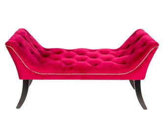 Пейка с червена текстилна тапицерия 117x45x63 см