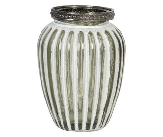 2 darabos fehér és ezüst üveg váza szett 8x11 cm