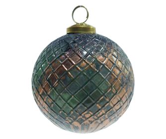 6 darabos zöld/barna üveg karácsonyfa dísz szett, 10x10 cm